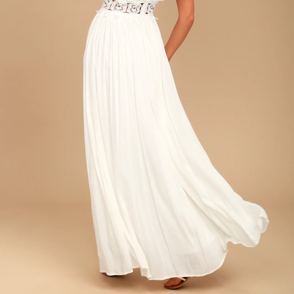 White Lace Crochet Cut Out Maxi Dress - Picture 8 of 13